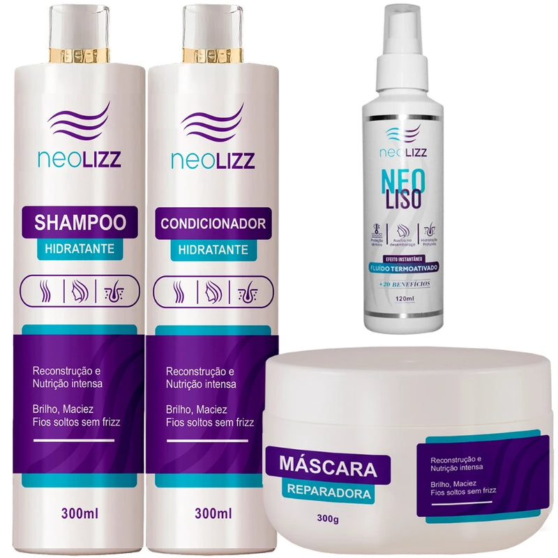 Kit Shampoo + Condicionador + Máscara Reparadora +  Protetor Térmico