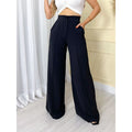 Calça Feminina Pantalona Wide Leg Duna com Botão Tendência