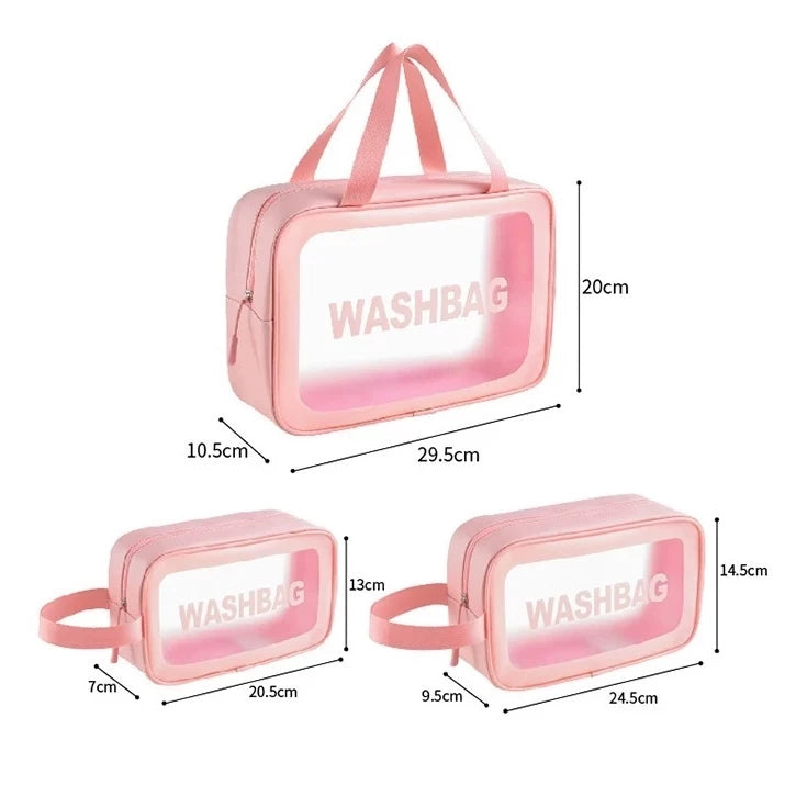 Kit 3 Necessaire Maquiagem Transparente WashBag A Prova De Água -QB24018