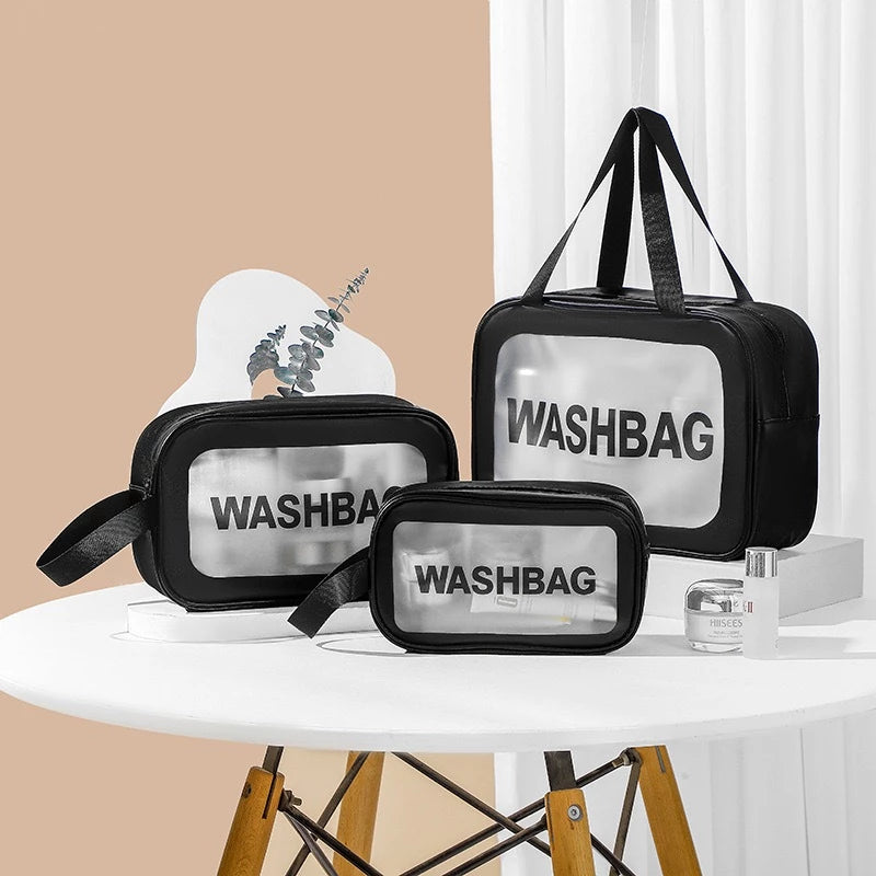 Kit 3 Necessaire Maquiagem Transparente WashBag A Prova De Água -QB24018