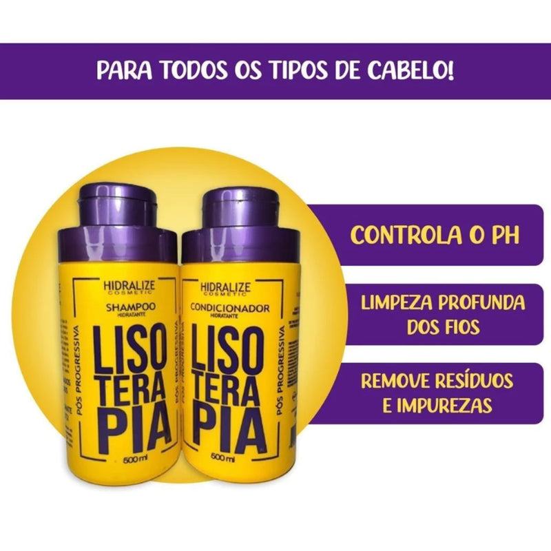 Progressiva Orgânica Sem Formol Profissional Mais Vendida Lisoterapia Hidralize 1L - Kit