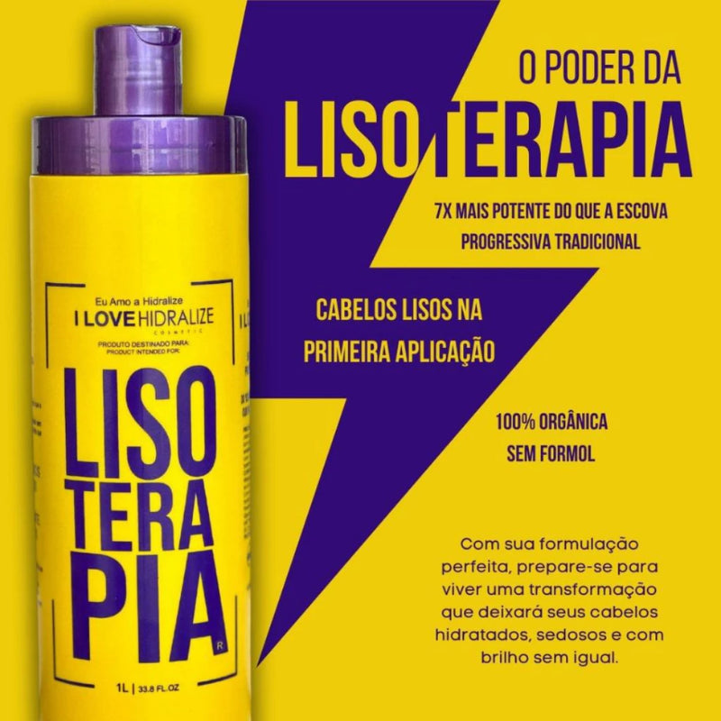 Progressiva Orgânica Sem Formol Profissional Mais Vendida Lisoterapia Hidralize 1L - Kit