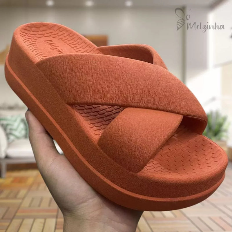 Chinelo Flat Puff Plataforma Nuvem Confortável Macio Lançamento