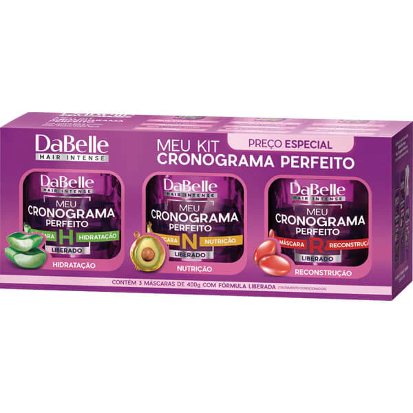 Kit DaBelle Hair Intense Meu Cronograma Perfeito - 3 Máscaras 400g