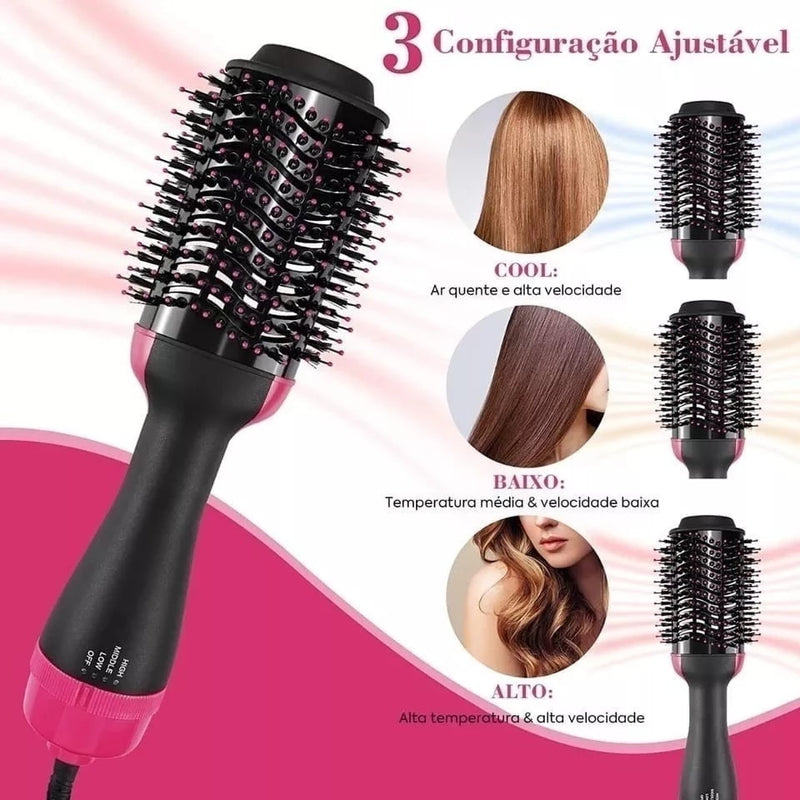 Escova Secadora Alisador Elétrica Quente Cabelo Com 3 Em 1 Hair Styler FANG APENAS 110V